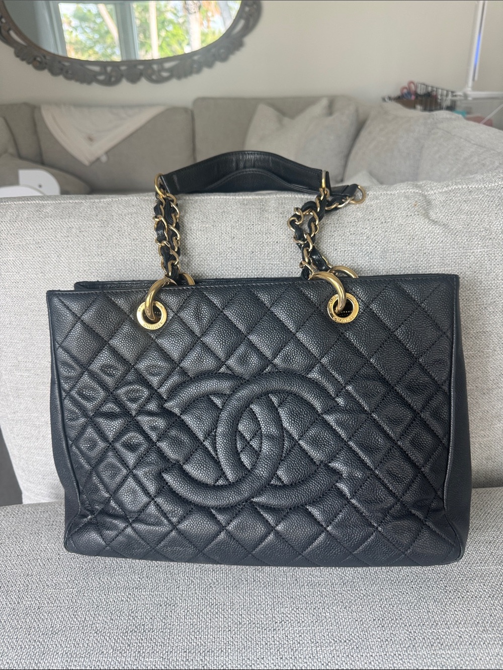 CHANEL Black Quilted Leather Shoulder Tote with Gold Hardware - Picture 2 of 11